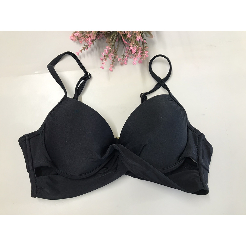 Target Black Bathing Suit PushUp Adjustable Bikini Top Xhilaration Front Twist M